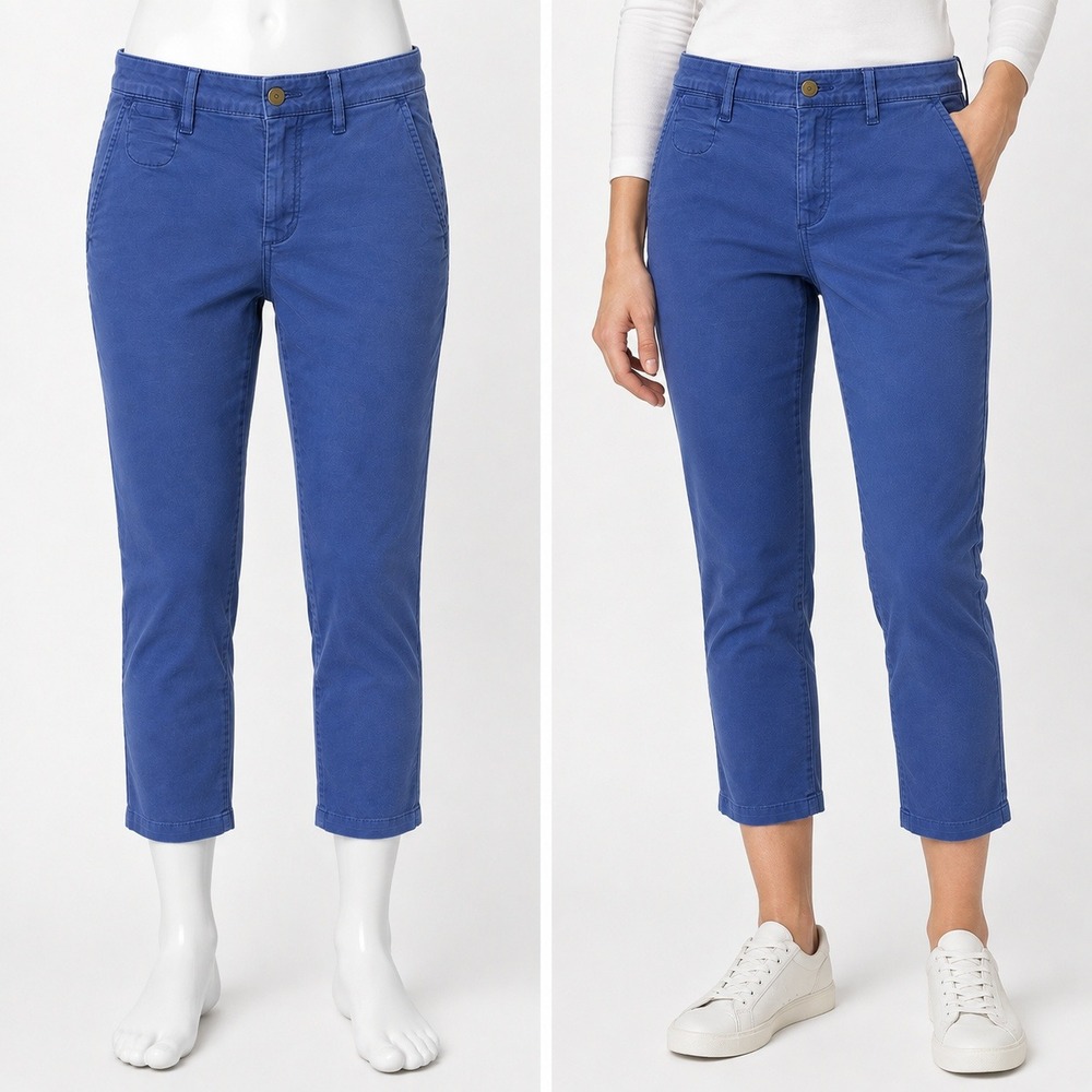 Anthropologie Chino Pants Women 29 Blue Slim Fit Stretch Casual Work Trousers